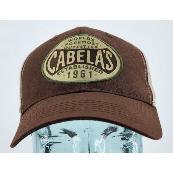 NEW Cabela’s EST 1961 Logo Brown / Tan Snapback Adjustable Baseball Cap OSFM - Picture 2 of 9